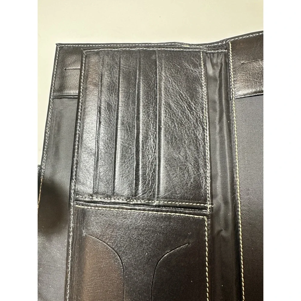 NEW Black Vintage Genuine Leather Wallet/organiser  Size-9x4x0.5 in